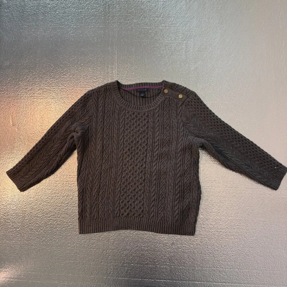 Tommy Hilfiger Cable Knit Long Sleeve Sweater Women’s Size‎ Large Crewneck Gray